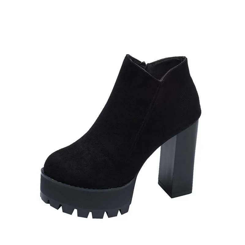 Women's Velvet Warm Leather Boots High Heel
