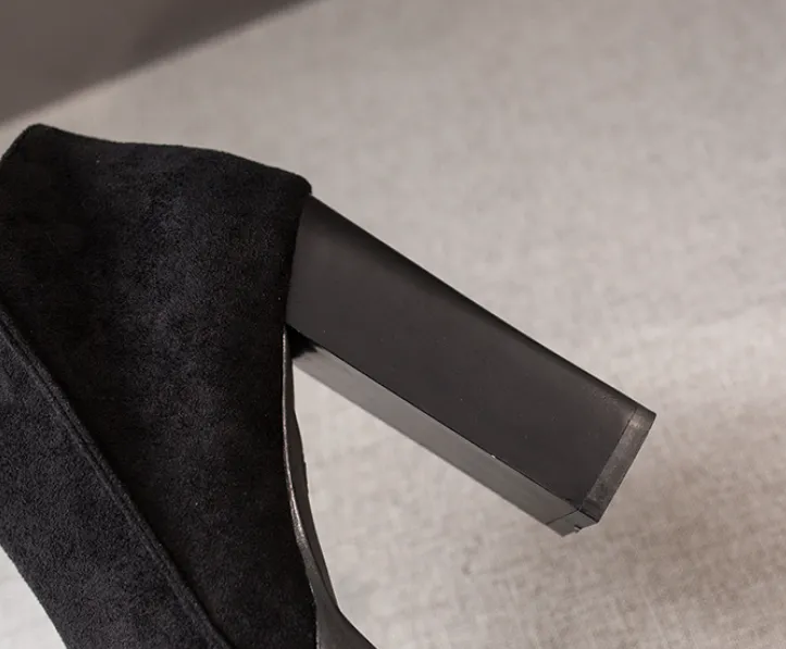 Women's Velvet Warm Leather Boots High Heel