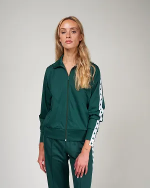 zipped track jacket - bright green/ white